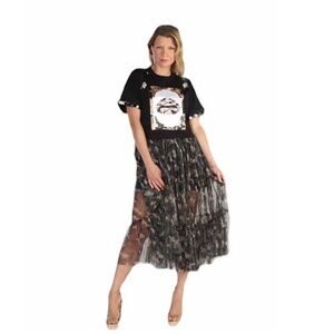 For Her NYC One Piece Sheer Camouflage Dress  Size XL